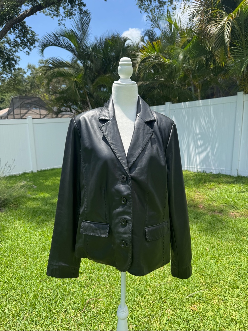 Black Women's Lambskin Leather Blazer Jacket